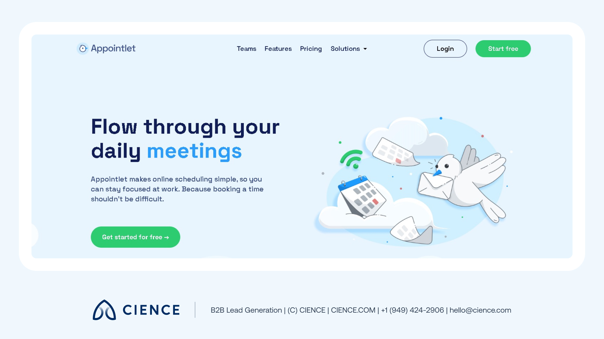 Appointlet booking app showing customizable scheduling pages, real-time calendar integration, and time zone support for B2B sales teams